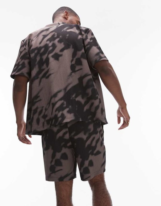 Topman – Lila plisseshorts med skuggmönster och del av set - Image 2