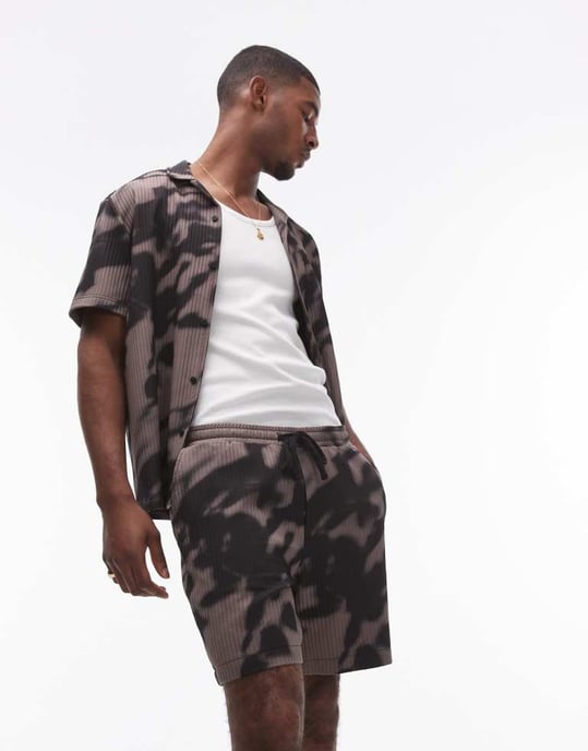Topman – Lila plisseshorts med skuggmönster och del av set - Image 4