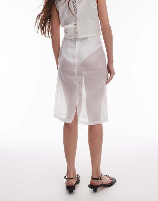 Topshop organzafärgad pennkjol - Image 3