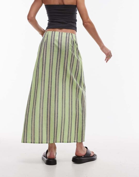 Topshop – Grön randig sarong med spänne - Image 2