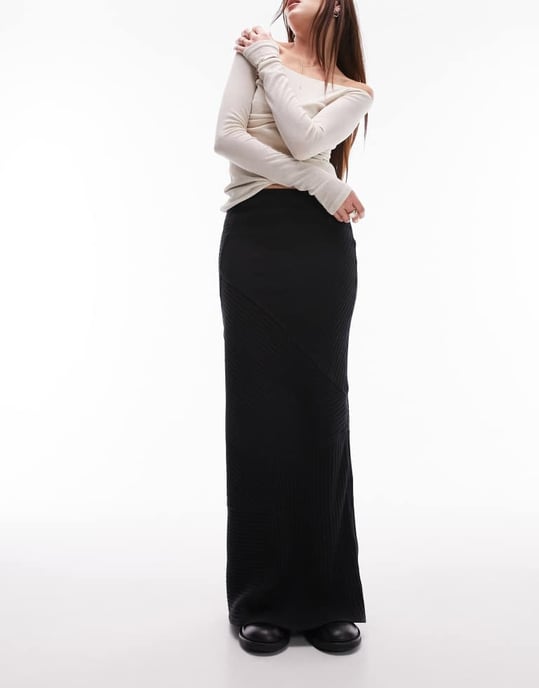 Topsop – Svart ribbad kjol i jerseymodell - Image 2