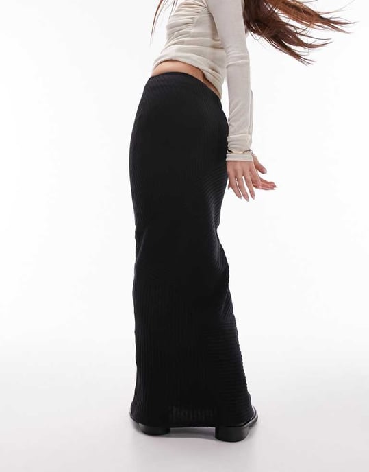 Topsop – Svart ribbad kjol i jerseymodell - Image 4