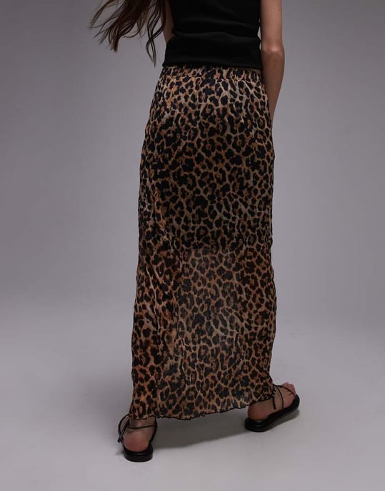 Topshop – Leopardmönstrad midaxi-kjol i krinklad jersey - Image 4