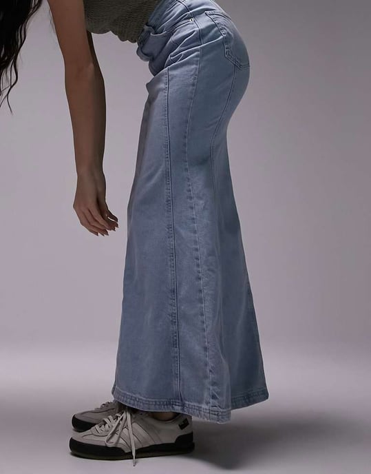 Topshop – Blektfärgad, fishtailkjol med hög midja och denim - Image 2