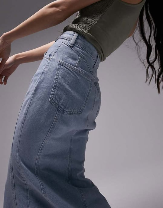 Topshop – Blektfärgad, fishtailkjol med hög midja och denim - Image 3