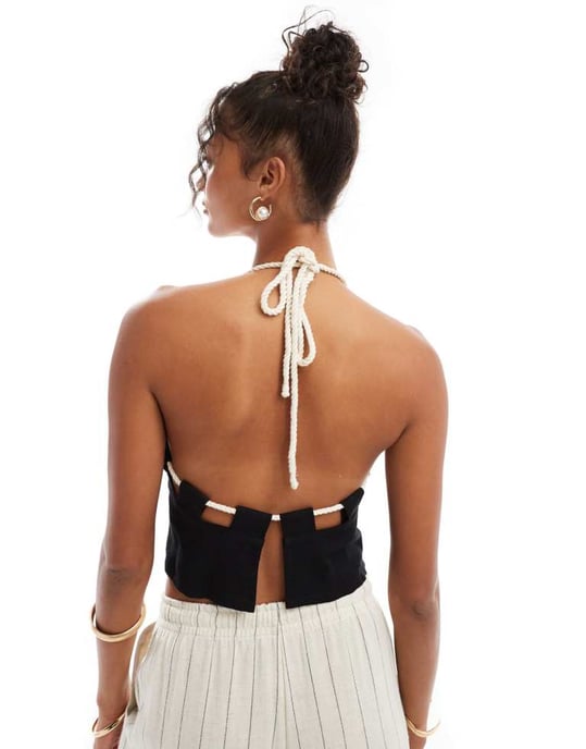 ASOS DESIGN rope detail cami top in black - Image 4