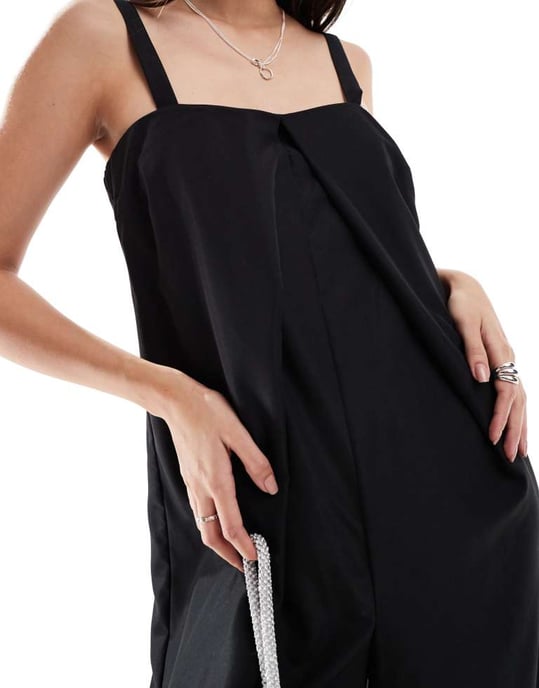 ONLY pleat detail wide leg jumpsuit in black - Image 4