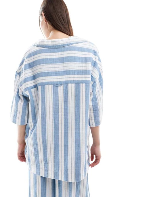 ASOS DESIGN oversized bowling shirt in pyjama stripe - Image 3