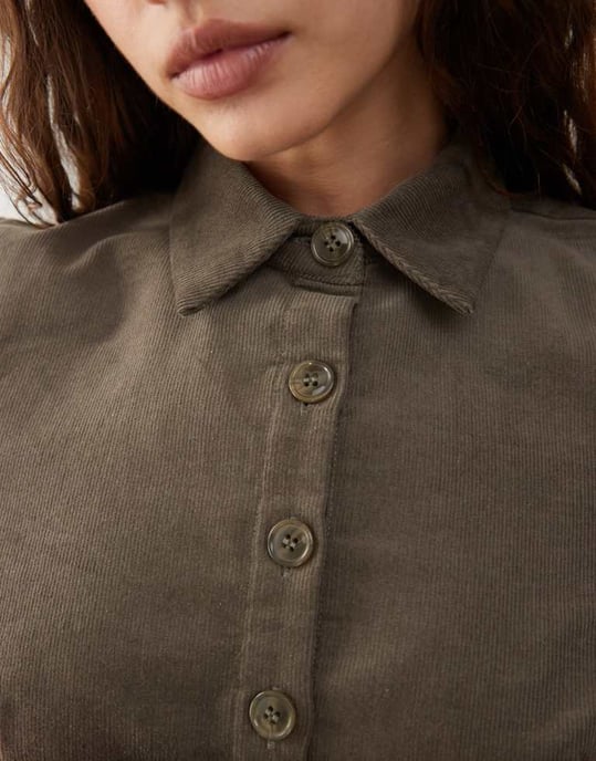 Motel samas fitted cord shirt in taupe - Image 4