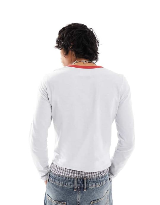 COLLUSION – Grå långärmad t-shirt med smal passform och logotyp för fotboll - Image 2