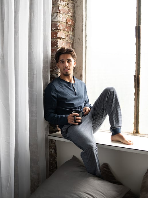Phil & Co. Berlin Heren Pyjama Henley Pyjama, Pyjama Set, - Image 3