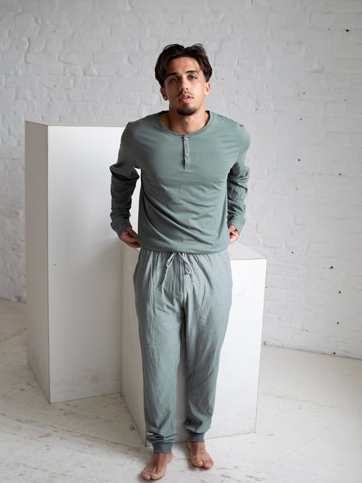 Phil & Co. Berlin Heren Pyjama Henley Pyjama, Pyjama Set, - Image 2