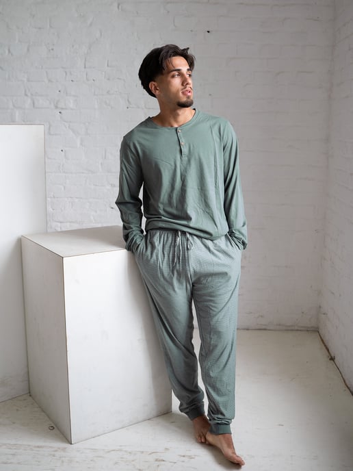 Phil & Co. Berlin Heren Pyjama Henley Pyjama, Pyjama Set, - Image 3