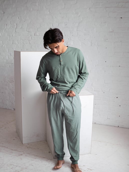 Phil & Co. Berlin Heren Pyjama Henley Pyjama, Pyjama Set, - Image 4