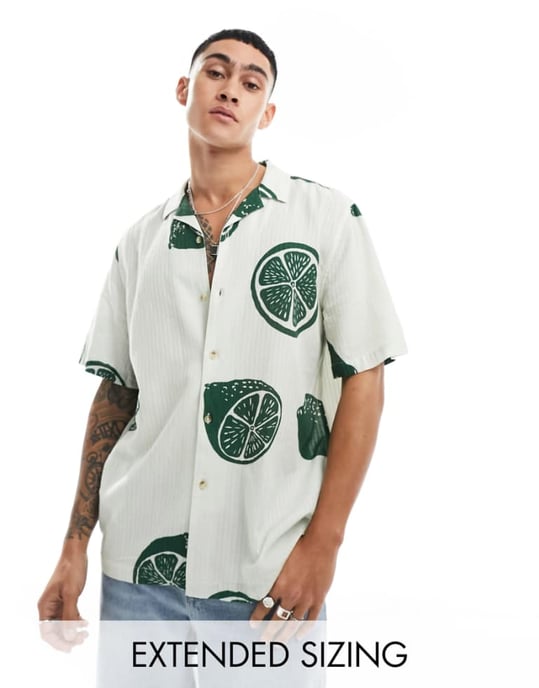 ASOS DESIGN relaxed revere shirt with fruit print - Image 1