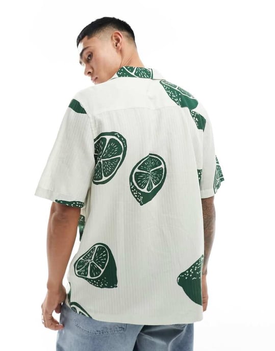 ASOS DESIGN relaxed revere shirt with fruit print - Image 3