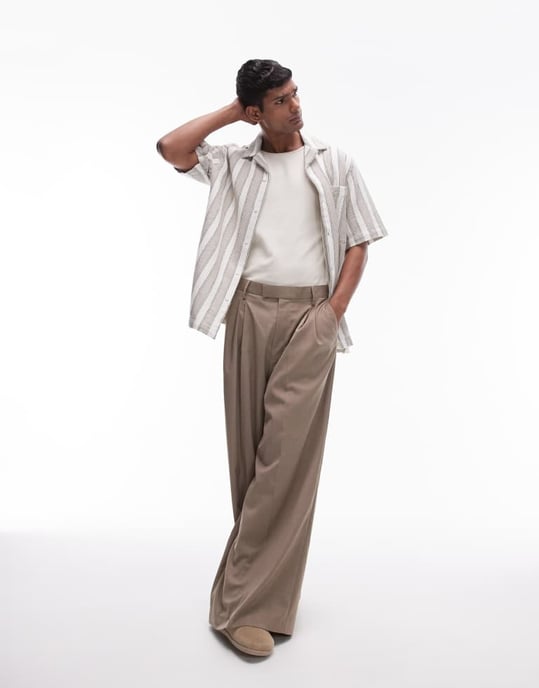 Topman – Multifärgad, randig skjorta med kort ärm och textur - Image 2