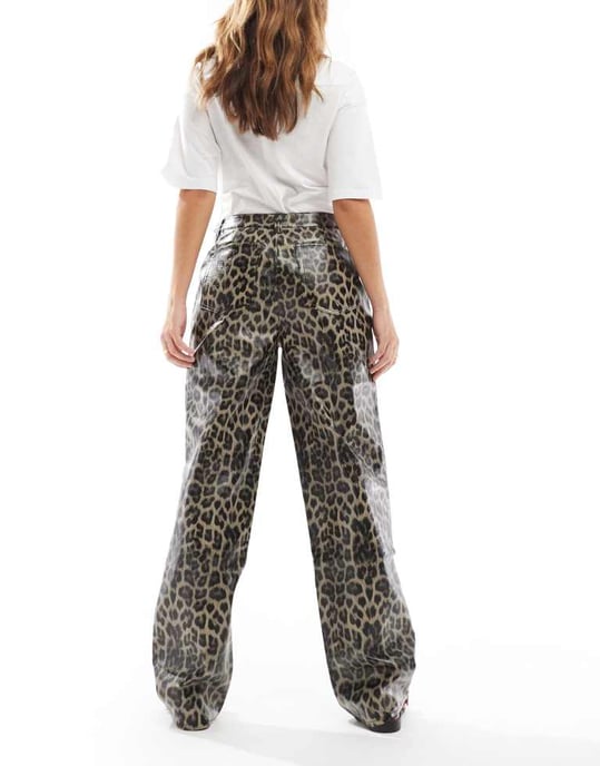 ASOS DESIGN faux leather trouser in animal print - Image 2