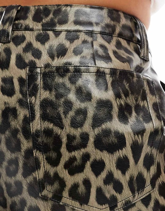 ASOS DESIGN faux leather trouser in animal print - Image 3