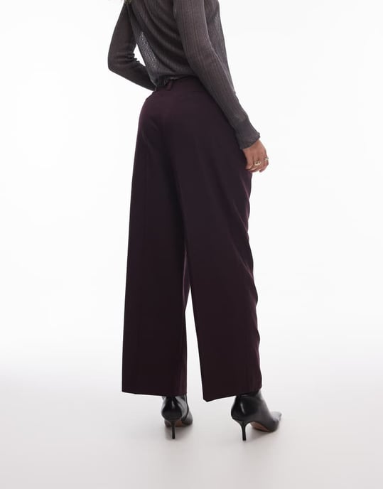 Topshop co ord trouser in burgundy BURGUNDY - Image 2