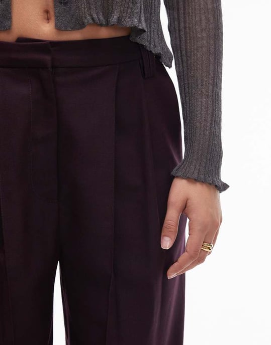 Topshop co ord trouser in burgundy BURGUNDY - Image 3