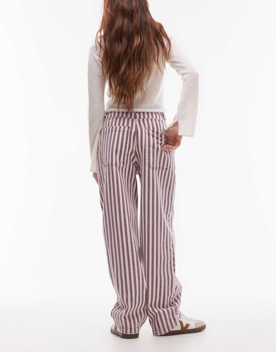 Topshop stripe straight leg trouser in multi - Image 2