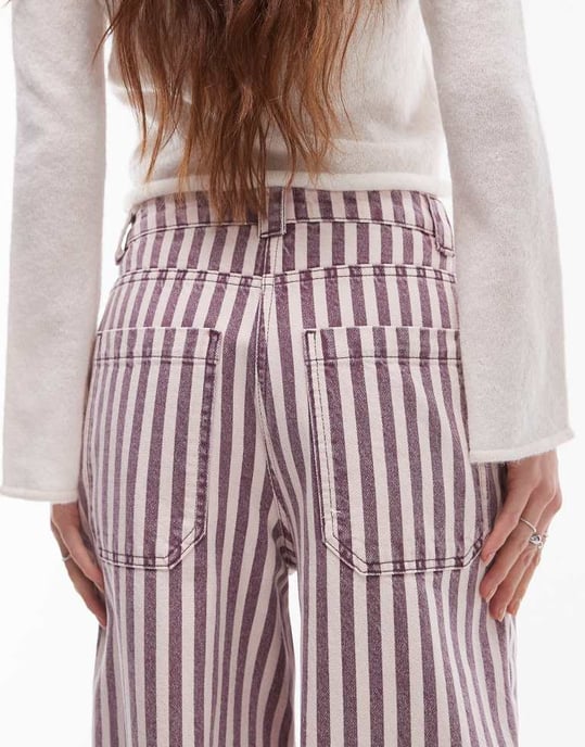 Topshop stripe straight leg trouser in multi - Image 4