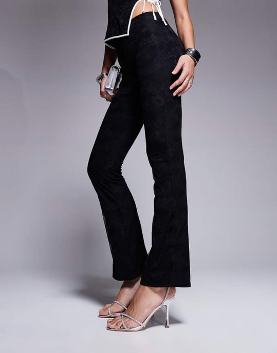 Kaiia exclusive lace flared trousers co-ord in black - Image 2