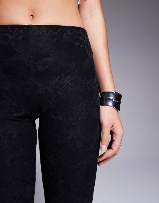 Kaiia exclusive lace flared trousers co-ord in black - Image 4