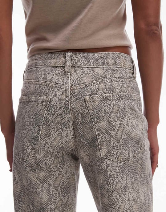 Topshop straight leg snake print trouser in multi - Image 4