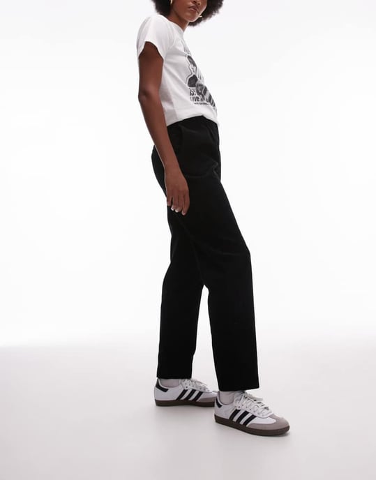 Topshop Tall cord peg trouser in black - Image 3