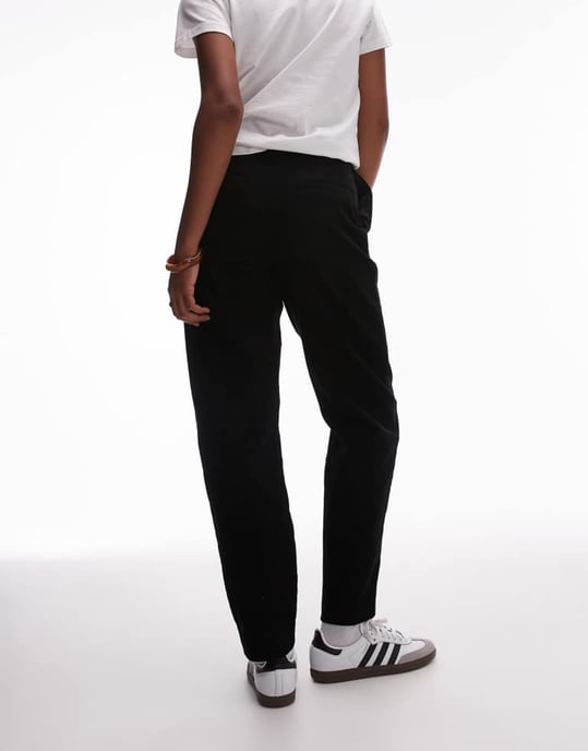 Topshop Tall cord peg trouser in black - Image 4