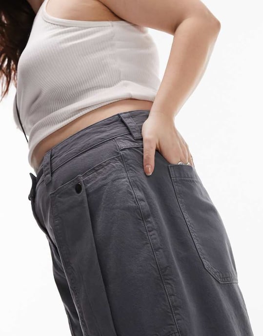 Topshop Curve – Marinblå premiumbyxor med avsmalnande ballongfickor - Image 3