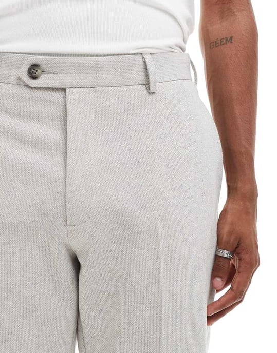 ASOS DESIGN tapered wool blend suit trousers in grey texture - Image 3