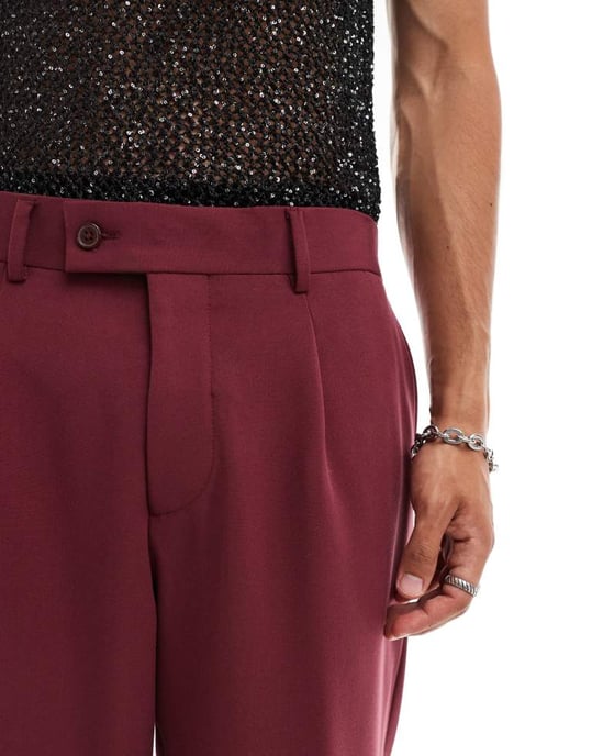 Viggo oversized suit trousers in burgundy co-ord - Image 3