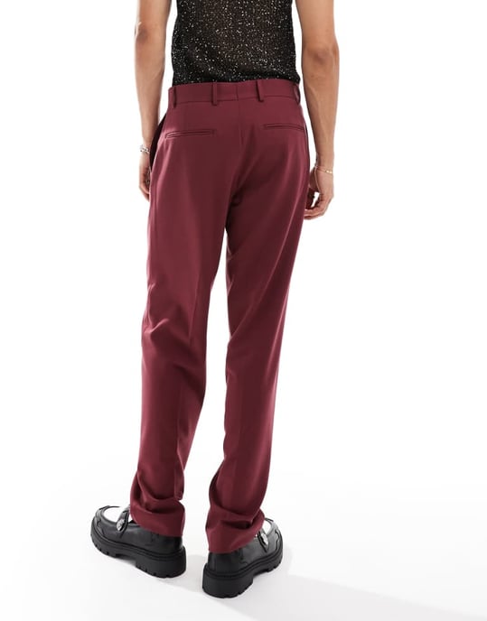 Viggo oversized suit trousers in burgundy co-ord - Image 4