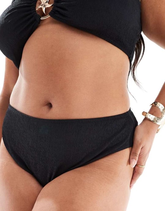 In The Style Plus x Perrie Sian high leg bikini bottoms co-ord in black - Image 2