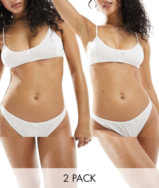 Veckodags pointelle stringtrosor 2-pack i vitt - Image 1