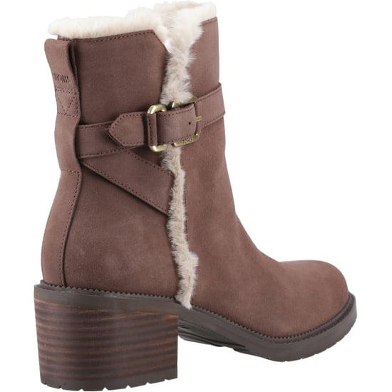 TOMS Hailey Buckle Leren Dames Enkellaarsjes in Eikenbruin met Hakken - Image 2
