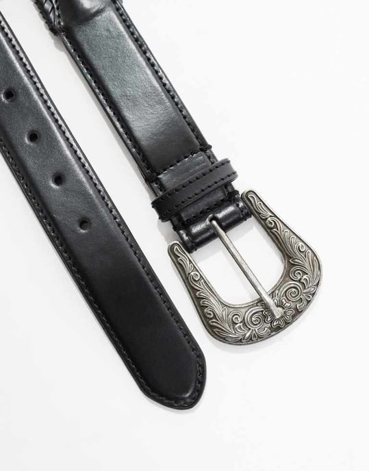 ASOS DESIGN – Svart vävt läderbälte med westernspänne - Image 3