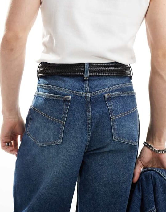 ASOS DESIGN – Svart vävt läderbälte med westernspänne - Image 4