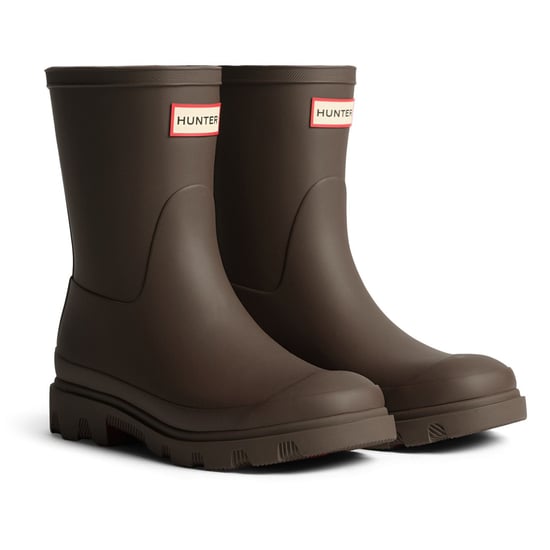 Hunter Downpour Short Boot Rubber Men's Chocolate Brown Wellington Boots - Image 1