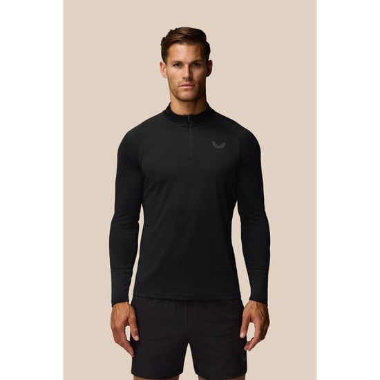 Castore Adapt Training 1/4 Zip Top Polyester Heren Zwarte Actieve T-Shirts - Image 1