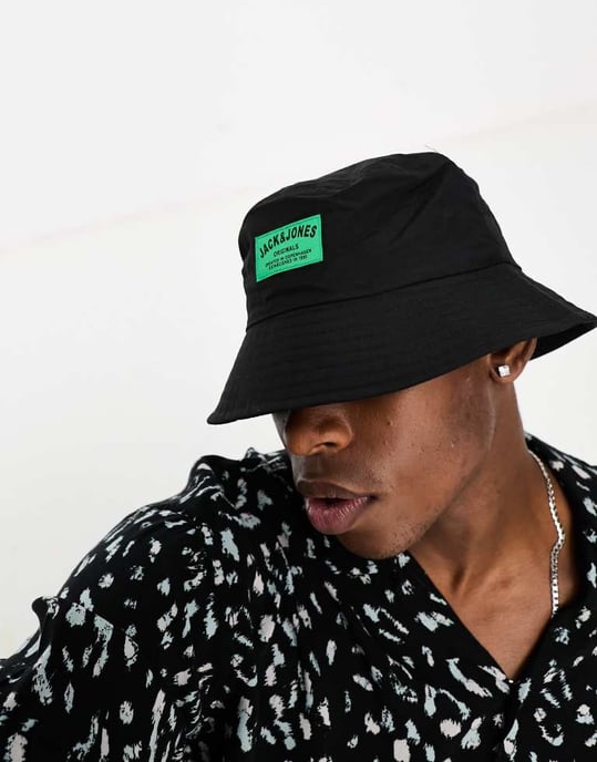 Jack & Jones – Originals – Svart hatt med logotyp - Image 4