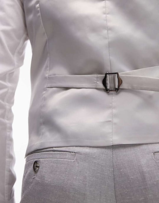 Topman – Grå smal väst i linneblandning - Image 3