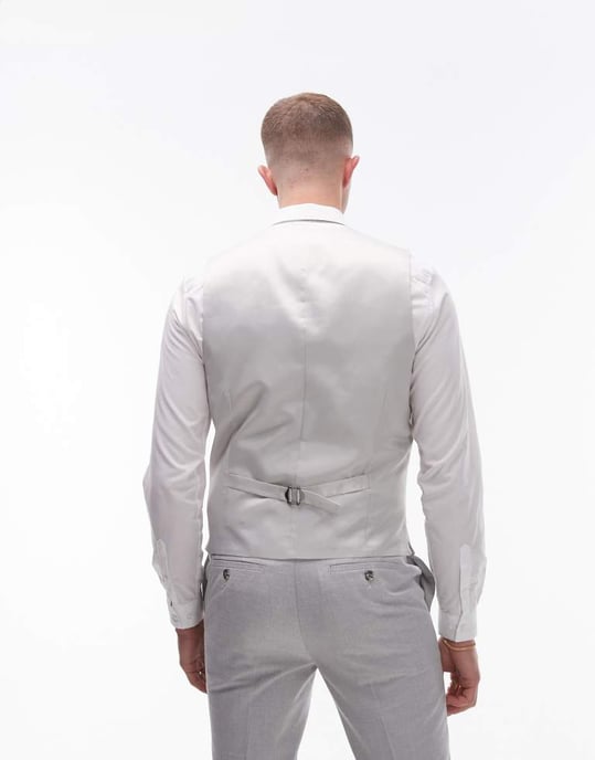 Topman – Grå smal väst i linneblandning - Image 4