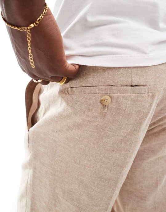 Jack & Jones Premium linen mix casual suit trouser in beige - Image 3