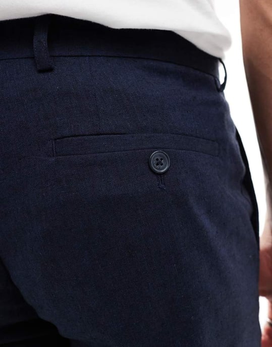 Jack & Jones Premium linen mix casual suit trouser in navy - Image 3