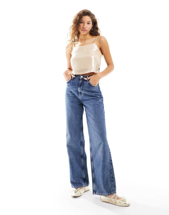 Calvin Klein Jeans – Krämfärgad paljettmönstrad linnetopp - Image 4