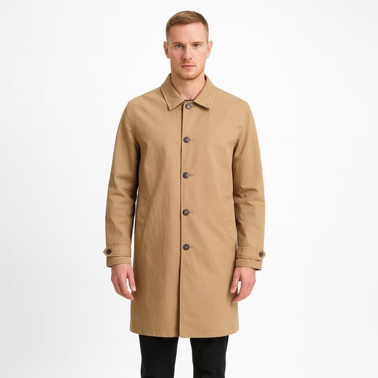 Jack & Jones Men’s Collared Coat Button Front Smart Casual Jacke - Image 1